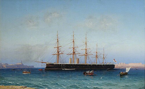 HMS 'Agincourt' at Malta, 1882, Giancinto Gianni