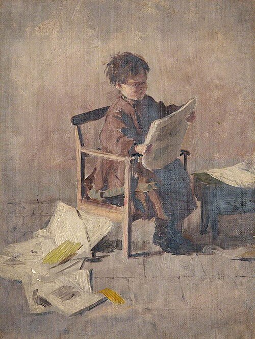Seated Child Reading a Newspaper, , William Darling McKay