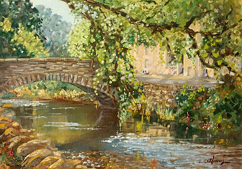 River Scene with a Bridge, 1896, William E. Harris