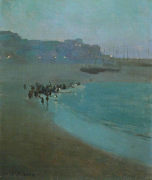 Beach at Dusk, St Ives Harbour, 1895, William E. Osborn