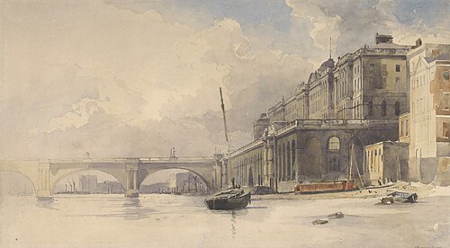 Somerset House and Waterloo Bridge, , William Edward Dighton