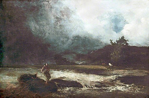Stormy Landscape by a River in Spate, , William Edward Dighton