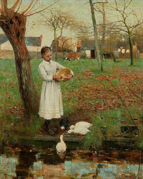 Feeding the Ducks, 1885, Edward Stott