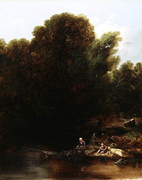 Landscape with Fishermen mending Nets, 1840, Joseph Thomas Tuite