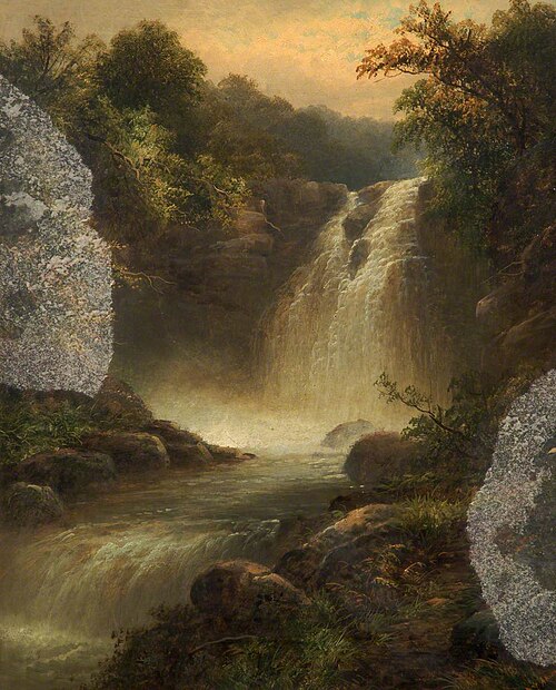 Woodland Scene with a Waterfall, , Joseph W. Yarnold