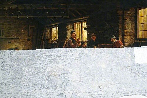 Men Seated around a Fire in a Grinding Shop, , Joseph Wrightson MacIntyre