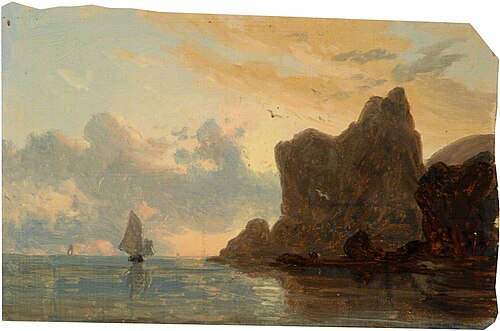 Sunset, Coastal Scene, 1867, Joséphine Bowes