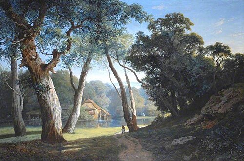 Landscape with a River, Trees and a Mill, 1867, Joséphine Bowes