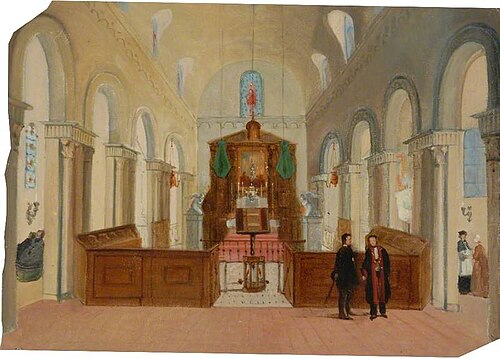 Sketch of a Church Interior with Figures, 1867, Joséphine Bowes