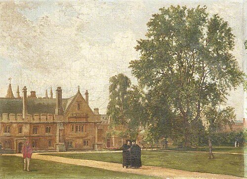 In the Grounds of Magdalen College, with Portraits of Magdalen Fellows: Reverend T. H. T. Hopkins, R, 1882, Pierre François Joseph Tonneau