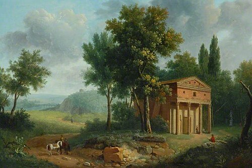 Landscape with a Temple and an Artist Sketching, 1792, Pierre Joseph Petit