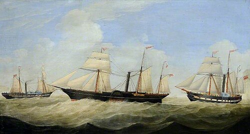 Paddle Steamers 'Rob Roy', 'Emperor' and 'Queen of Scotland', 1848, William Griffin