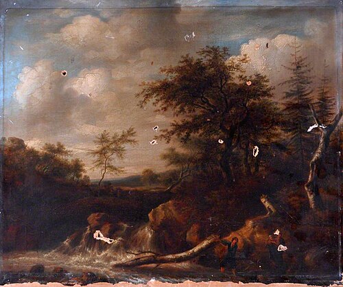 Wooded Landscape with a Waterfall (copy after Jacob van Ruisdael), 1840, Clement Burlison