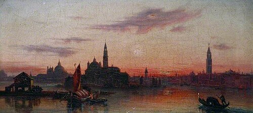 Venice by Sunset, Italy, 1848, Clement Burlison