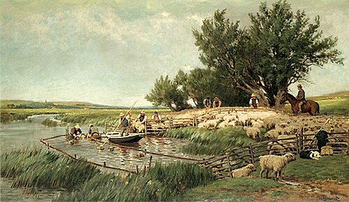 The Sheep Wash, Sussex, 1900, Clement Lambert