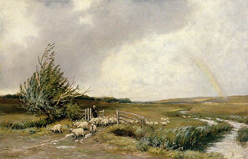 Landscape with a Rainbow and Sheep, , Clement Lambert