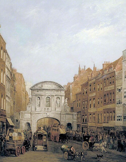 Temple Bar from the Strand, London, 1878, William Henry Haines