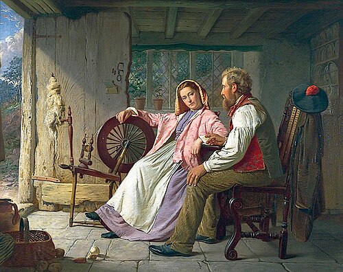 At the Crofter's Wheel, 1876, William Henry Midwood