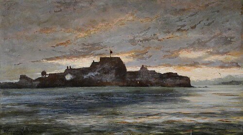 Last Minute Gun Firing from Elizabeth Castle, Queen Victoria's Funeral, 1901, William Honnywill Hall