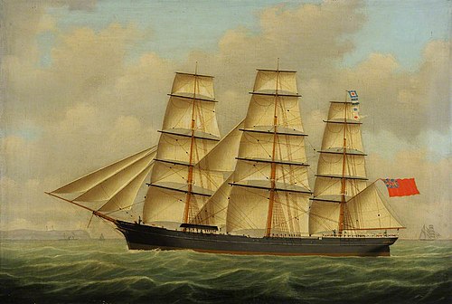 The ship 'Magna Charta' in full sail, 1871, William Howard Yorke