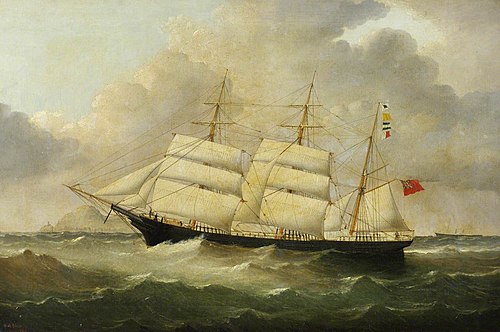 The barque 'Homewood' at sea, 1874, William Howard Yorke