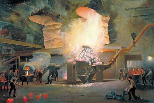 The Steel Converter at Woolwich Arsenal: The Tropenas Steel Converters at Work in the Royal Laborato, 1919, William Hyde