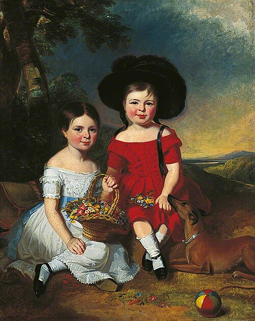 Annie and John Edward, Children of Thomas Rhodes of Leeds, 1847, William Keighley Briggs