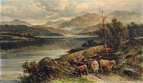 Loch with Highland Cattle*, , William Langley