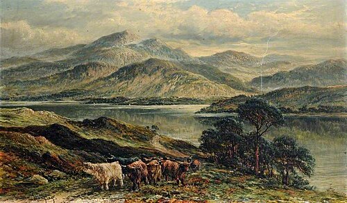 Highland Landscape with a Cow Herder, , William Langley