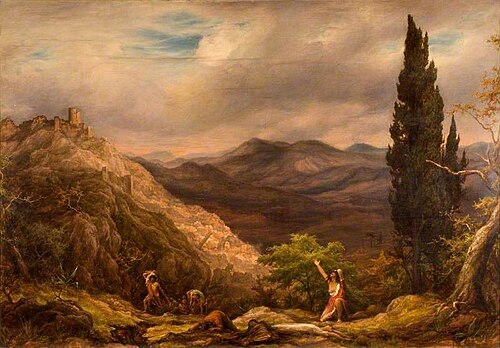 People Fleeing from a Ruined Eastern Village, 1870, William Linnell