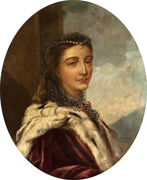 Henrietta Georgiana Marcia Lascelles Iremonger, Lady Chatterton (1806–1876), seated in an interior a, 1859, Rebecca Dulcibella Ferrers