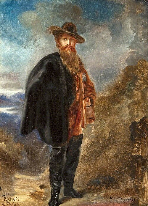 Edward Heneage Dering (1826-1892), standing, in boots and cloak (possibly in the Highlands), 1871, Rebecca Dulcibella Ferrers