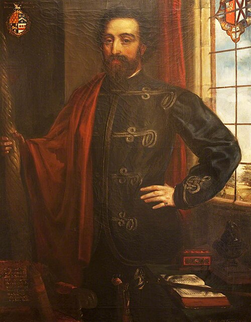 Captain Marmion Edward Ferrers (1813-1884) holding a Narwhal Horn, 1870, Rebecca Dulcibella Ferrers