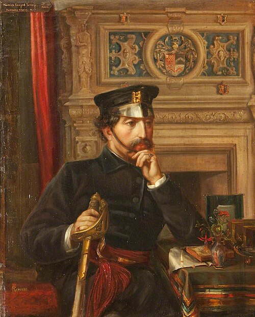 Captain Marmion Edward Ferrers in the uniform of the Warwickshire Militia, 1867, Rebecca Dulcibella Ferrers