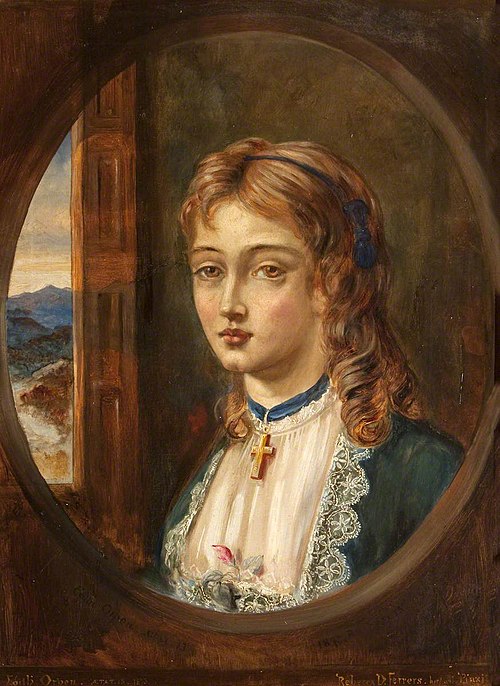 Edith Frances Rosamond Orpen (1859/60 - 1939), later Mrs Charles Frederick Carlos Clarke,aged 13, 1873, Rebecca Dulcibella Ferrers