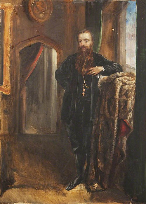 Edward Heneage Dering (1826-1892), standing in an interior at Baddesley Clinton, 1885, Rebecca Dulcibella Ferrers