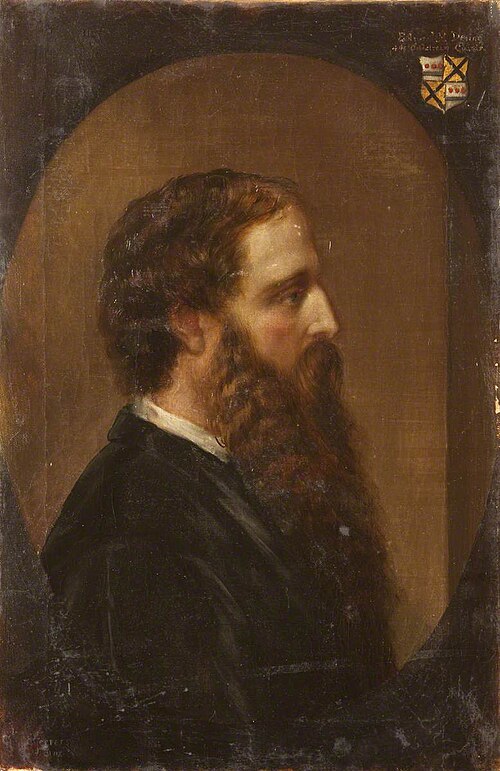 Edward Heneage Dering (1826-1892), in profile to the right, in a painted oval, 1871, Rebecca Dulcibella Ferrers