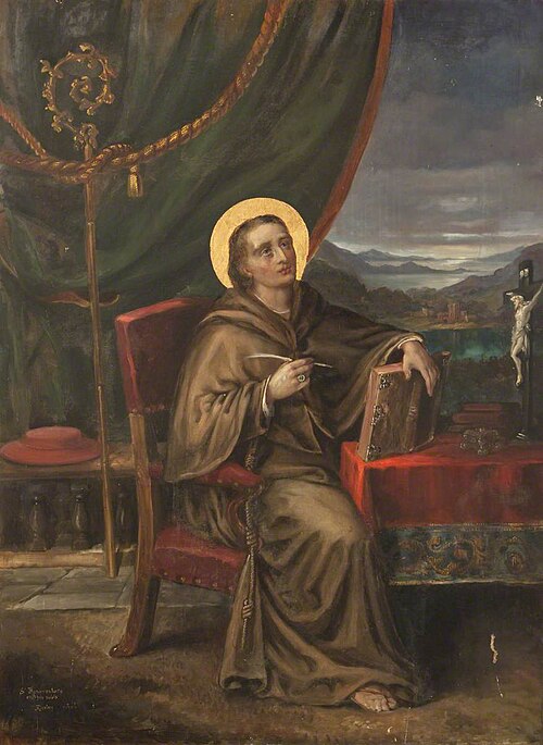 Saint Bonaventure inspired to write, 1890, Rebecca Dulcibella Ferrers