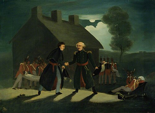The Meeting of Wellington and Blucher at La Belle Alliance after the Battle of Waterloo, 18 June 181, 1820, H. Baynes