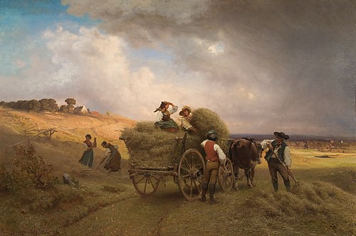 Heueinfahrt bei herannahendem Gewitter, 1864, Carl Schlesinger
