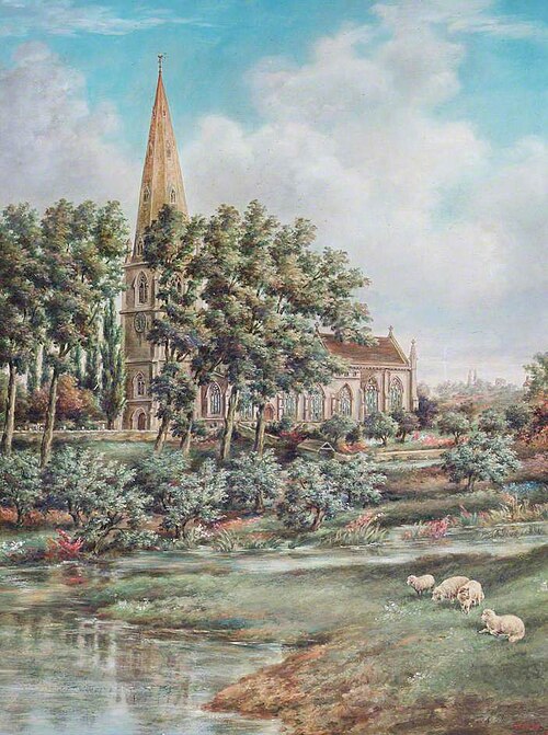 Olney Church, Buckinghamshire, 1912, William Samuel Wright