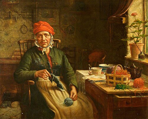 Interior of a Welsh Cottage at Cefn Coed with 'Macws' (Margaret Morgan, 1815–1896), 1880, Harry Dyke Pearce
