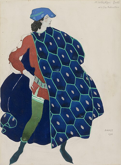 Ida Rubinstein as Saint Sebastian, 1911, Léon Bakst