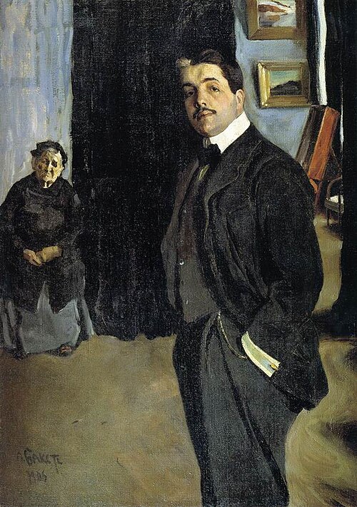 Portrait of Serge Diaghilev and His Nanny, 1906, Léon Bakst