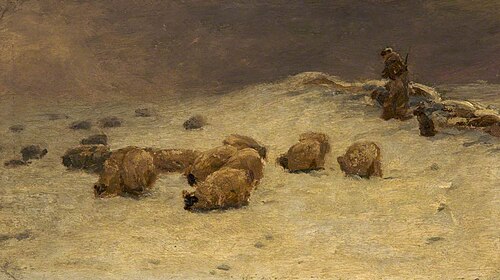 Sheep in Snow, 1906, William Worthington Jolley