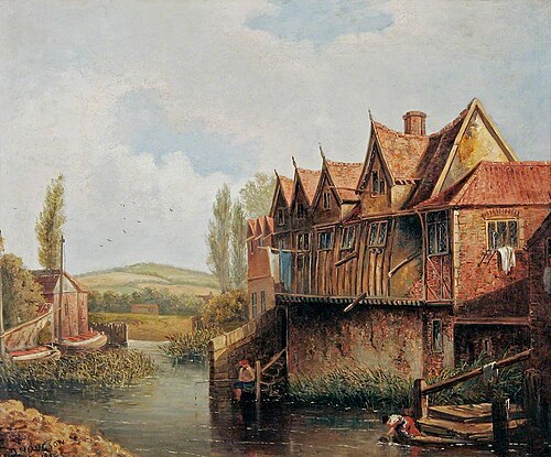 A View from Whitefriars Bridge, Norwich, 1863, David Hodgson