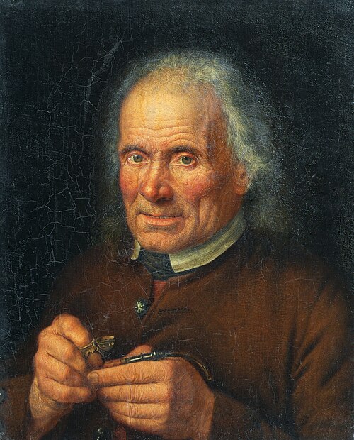 Alter Bauer, sein Pfeifchen stopfend, , Johann Baptist Hoechle