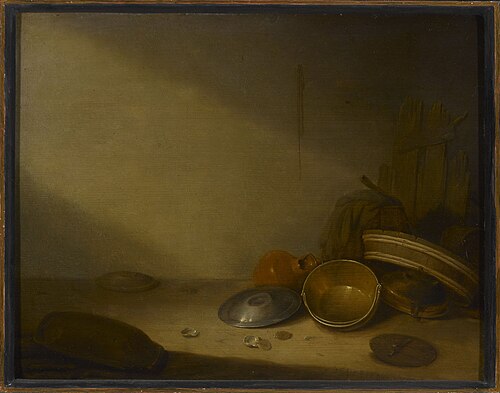 Still life with old dishes, 1631, Pieter Potter