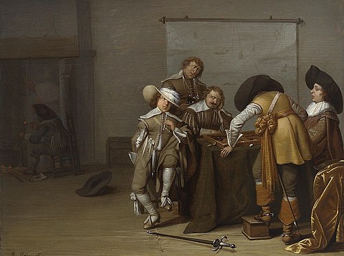 Soldiers playing backgammon in an interior, 1630, Pieter Potter