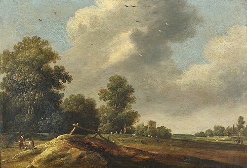 Summer landscape with figures and grazing cattle, , Pieter Potter